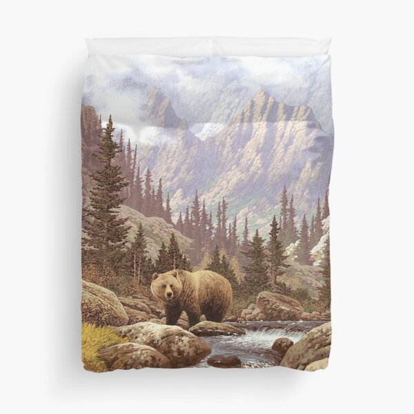 Grizzly Bear Landscape Duvet Cover