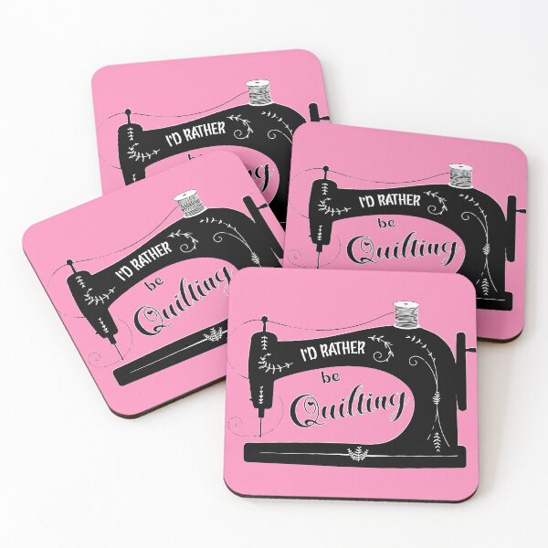 Item preview, I'd rather be quilting pink antique elegant sewing machine tailor seamstress fashion designer gifts designed and sold by MetalicBabe.