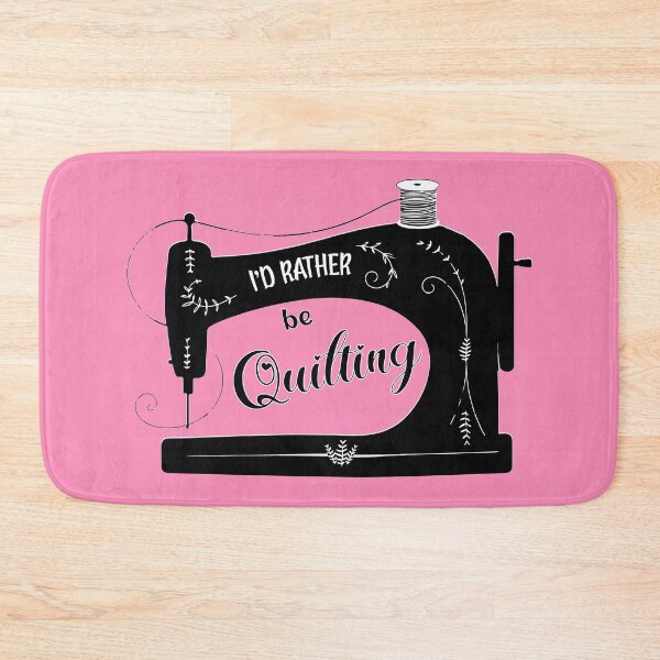 Item preview, I'd rather be quilting pink antique elegant sewing machine tailor seamstress fashion designer gifts designed and sold by MetalicBabe.