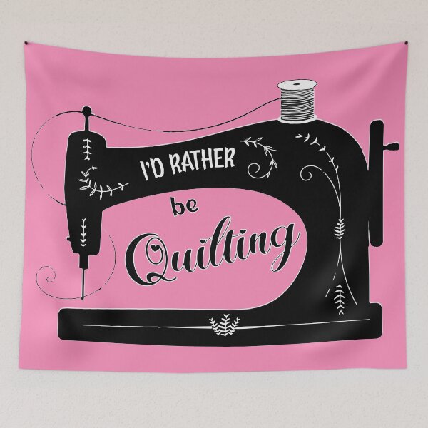 Item preview, I'd rather be quilting pink antique elegant sewing machine tailor seamstress fashion designer gifts designed and sold by MetalicBabe.