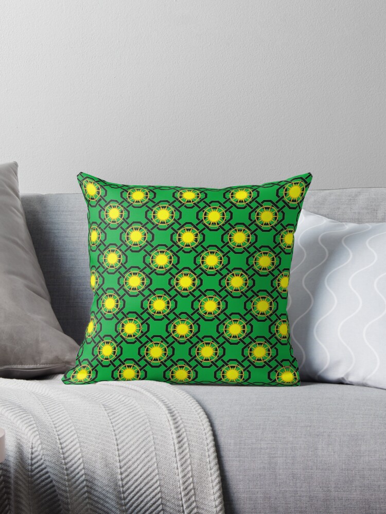 Thumbnail 1 of 3, Throw Pillow, Awesome Green and Yellow Seamless Patterns Decorative Pillow | For Homes and Offices Many | Cute Patterns designed and sold by realtimestore.