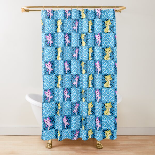 Awesome Blue and Pink Cat Decorative Pillow | For Homes and Offices Many | Cute cats Shower Curtain
