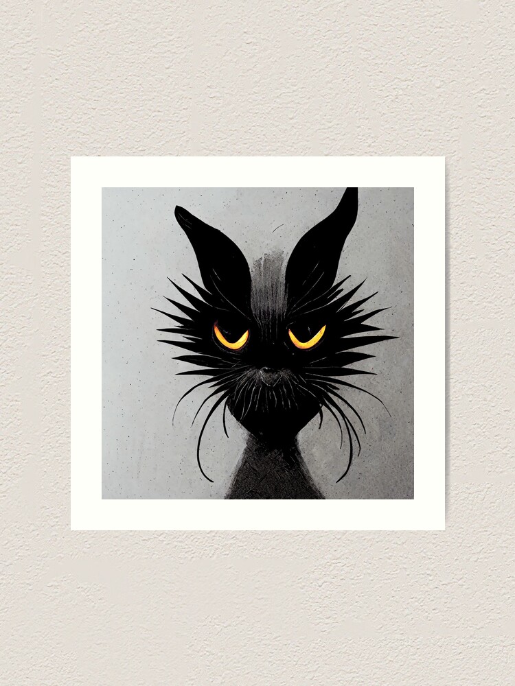 Dr Seuss inspired evil cat design Art Print