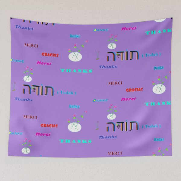 Item preview, Thank you in various languages with lavender. designed and sold by judy snyder.