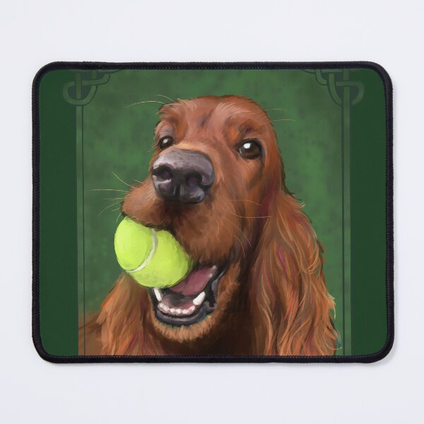 Item preview, Irish Setter with Tennis Ball illustration by Nadya Neklioudova designed and sold by Nadya Neklioudova.