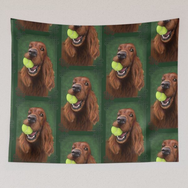 Item preview, Irish Setter with Tennis Ball illustration by Nadya Neklioudova designed and sold by Nadya Neklioudova.