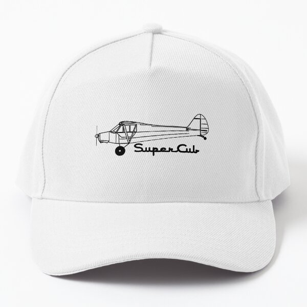 Garment Washed Unstructured Twill White Cap w/Piper Cub Logo