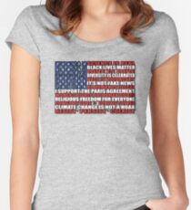 Political Protest American Flag Women's Fitted Scoop T-Shirt