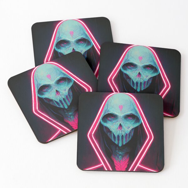 Item preview, Hooded Neon Skull Abstract AI Generated Art designed and sold by MeAI-Art.