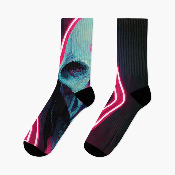 Item preview, Hooded Neon Skull Abstract AI Generated Art designed and sold by MeAI-Art.