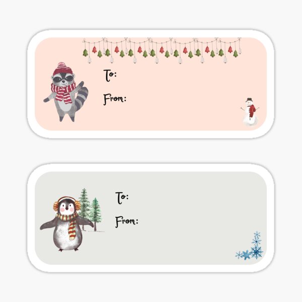 Cute Watercolor Wild Animals Christmas Present Labels Holiday Gift Tags  Bundle Pack 2D Sticker for Sale by Cawaiico