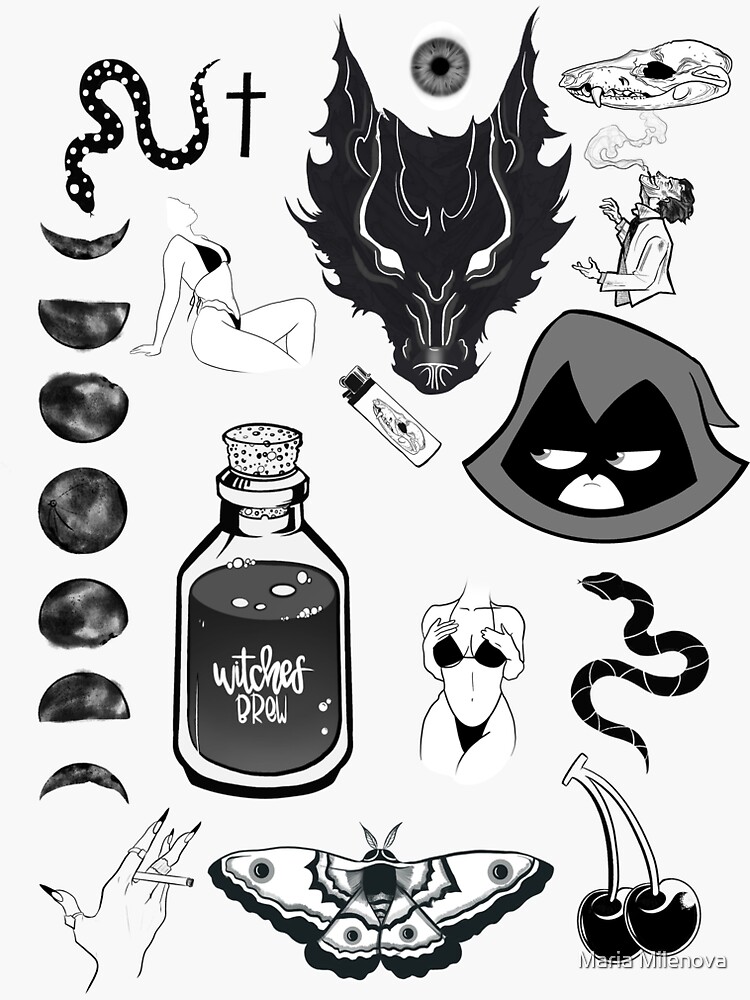 "Wicca Sticker Collection //" Sticker for Sale by MariaAsenova Redbubble