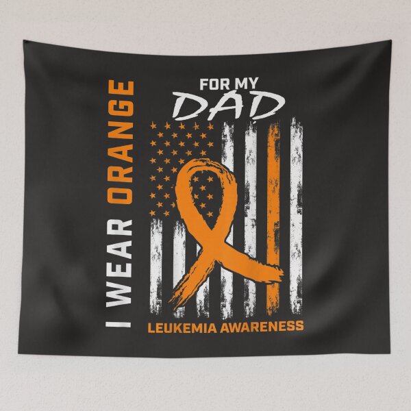 Item preview, I Wear Orange For My Dad Leukemia Awareness American Flag  designed and sold by Miriam Brayan.