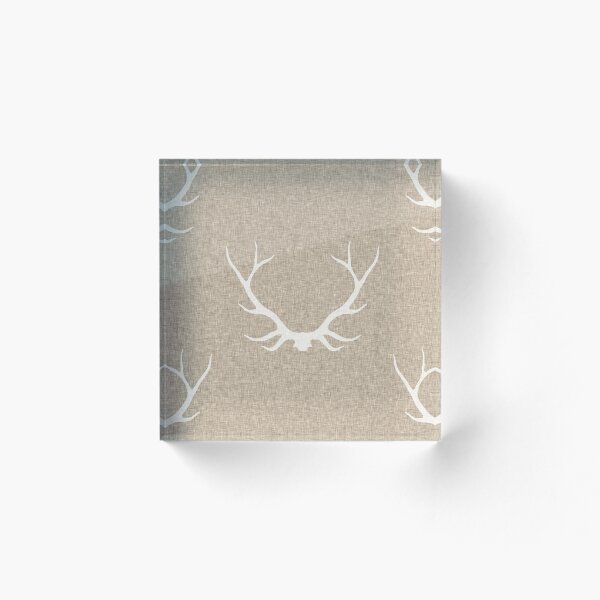 Item preview, Antlers - White on Tan Linen designed and sold by SugarPineDesign.