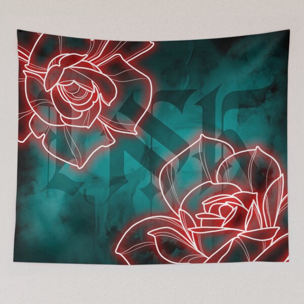 Item preview, neon skull and roses designed and sold by johnalawtattoo.
