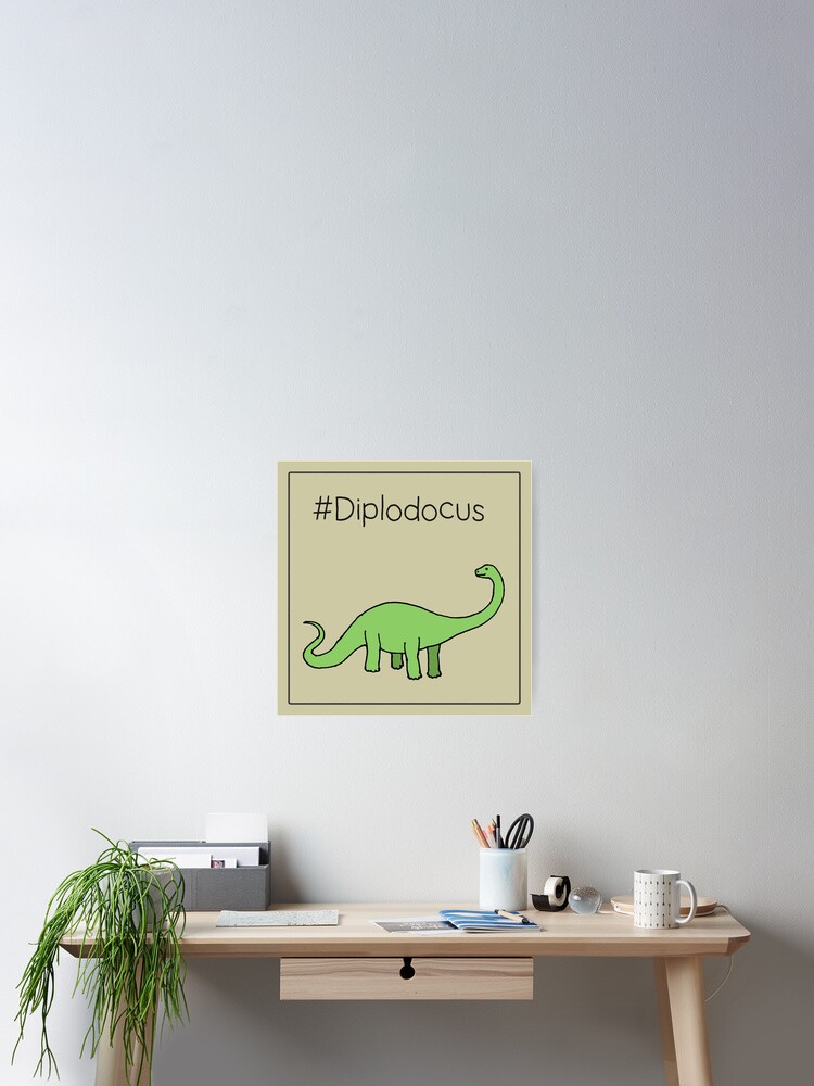 Thumbnail 2 of 3, Poster, #Diplodocus - dinosaur design by Cecca Designs designed and sold by Cecca-Designs.