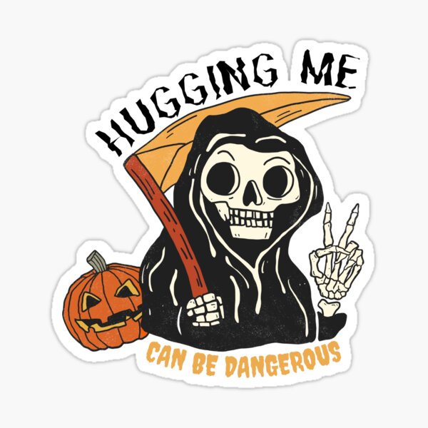Item preview, Hugging me can be dangerous - Skeleton Halloween Peace sign designed and sold by RandomDel.