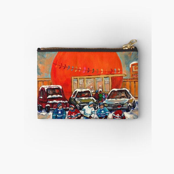 Item preview, HOCKEY GAME AT THE ORANGE JULEP MONTREAL STREET SCENE PAINTING designed and sold by Carole  Spandau.