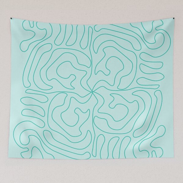 Item preview, Mid Century Modern Styled Curvy Lines Pattern - Maximum Blue Green and Water designed and sold by bsksinghal.