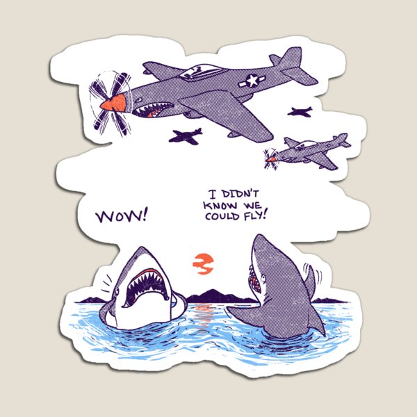 Vista previa del artículo con la obra «Flying Sharks», diseñado y vendido por Hillary White.