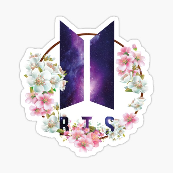 Pegatina «Logotipo de BTS con flores clásicas» de ZoilaHayes | Redbubble