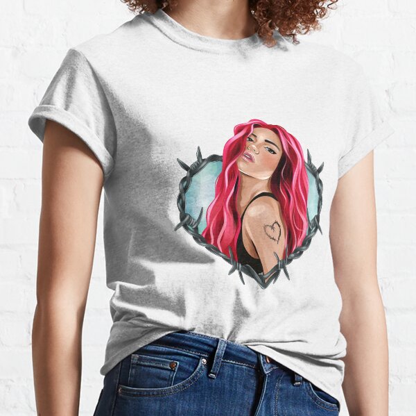 Nuevo look de Karol G con Cabello Rojo en el Corazón de Alambre con Palabra Bichota Camiseta clásica