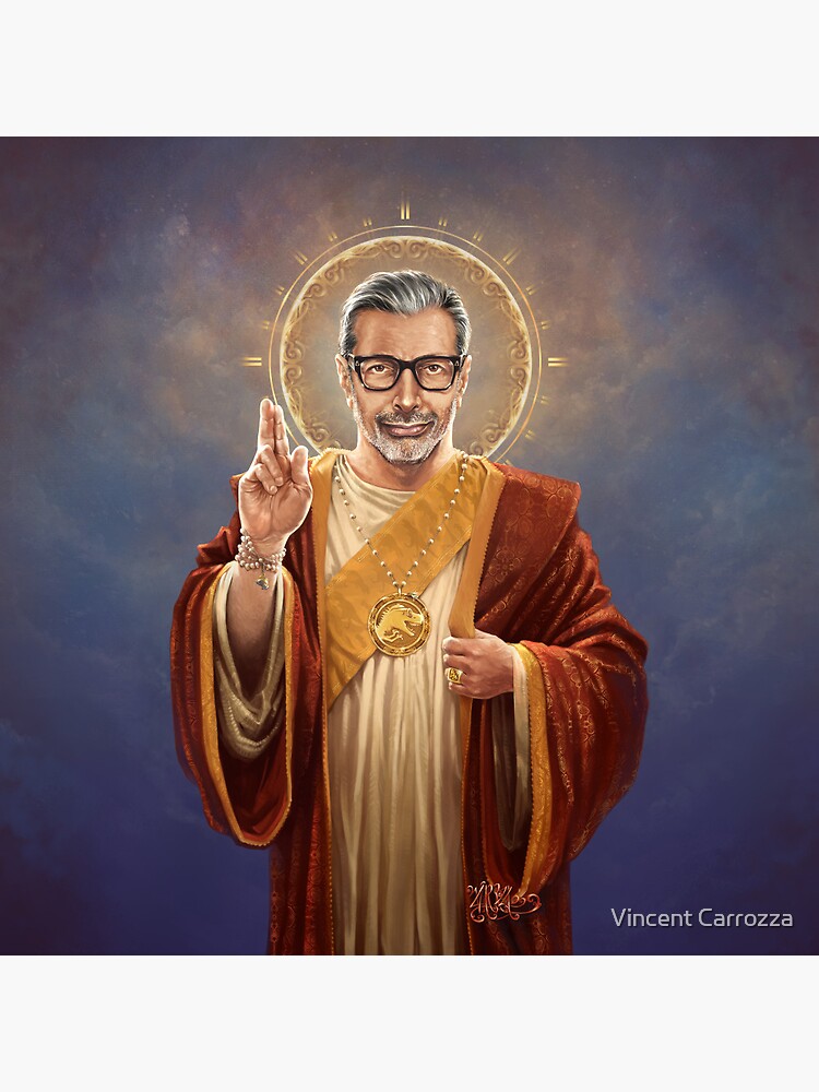Discover Saint Jeff of Goldblum - Jeff Goldblum Original Religious Painting Pin Button