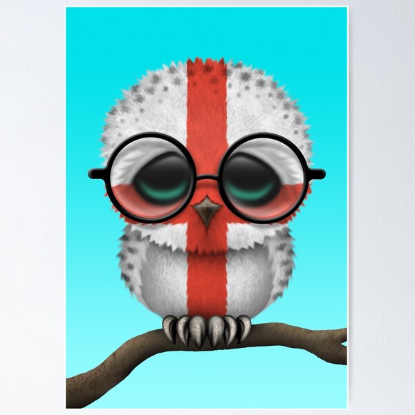 Item preview, Nerdy English Baby Owl on a Branch designed and sold by JeffBartels.