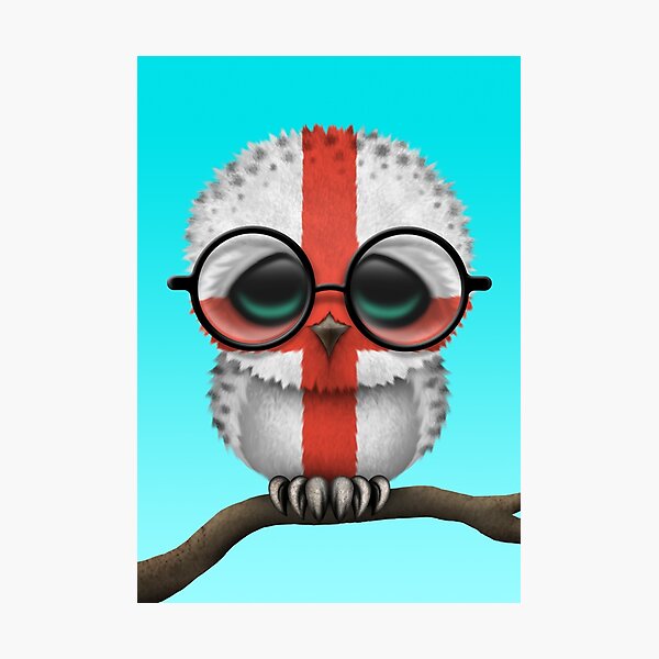Item preview, Nerdy English Baby Owl on a Branch designed and sold by JeffBartels.