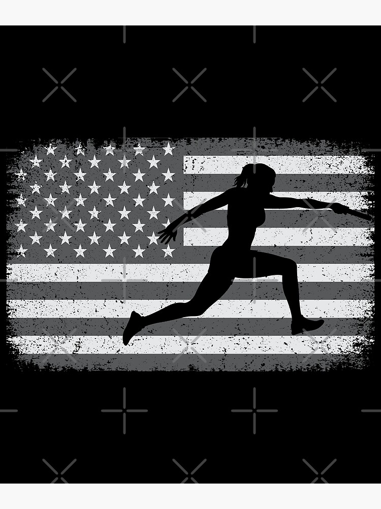 "American Flag Relay race athlete track and field" Poster for Sale by