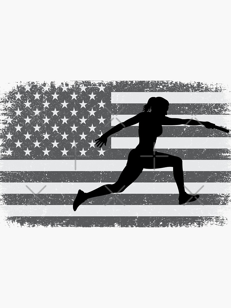 "American Flag Relay race athlete track and field" Sticker for Sale by