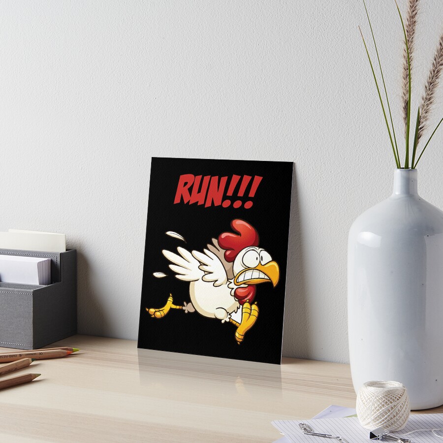 run-chicken-run-meme-art-board-print-for-sale-by-dicerolltee-redbubble