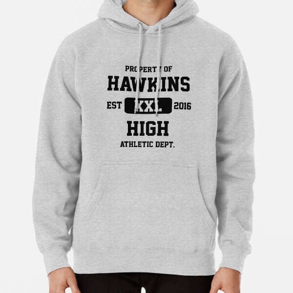 Men's Stranger Things Hawkins High School Tiger Mascot Pull Over Hoodie -  Athletic Heather - Large