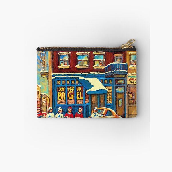 Item preview, ST.VIATEUR BAGEL MONTREAL WITH HOCKEY GAME MONTREAL CITY WINTER SCENE PAINTING designed and sold by Carole  Spandau.
