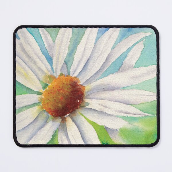 Item preview, Fresh as a Daisy - watercolor daisy on blue and green background designed and sold by Nadeasart.