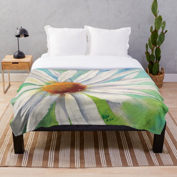 Item preview, Fresh as a Daisy - watercolor daisy on blue and green background designed and sold by Nadeasart.