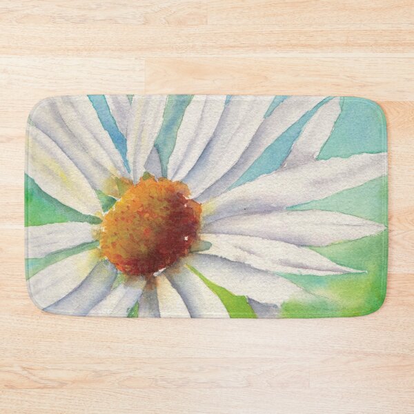 Item preview, Fresh as a Daisy - watercolor daisy on blue and green background designed and sold by Nadeasart.