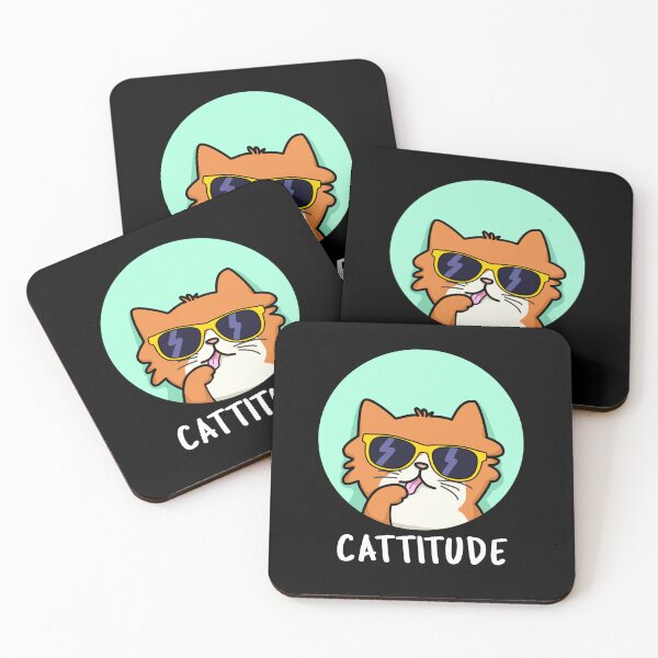 Item preview, Cattitude Funny Cat Puns (Dark BG) designed and sold by punnybone.