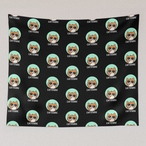 Item preview, Cattitude Funny Cat Puns (Dark BG) designed and sold by punnybone.
