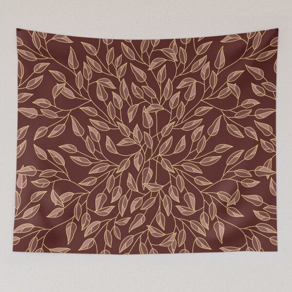 Item preview, Leaves Pattern (Gold Line Art, Autumn Leavesl) designed and sold by ObsidianDaz.