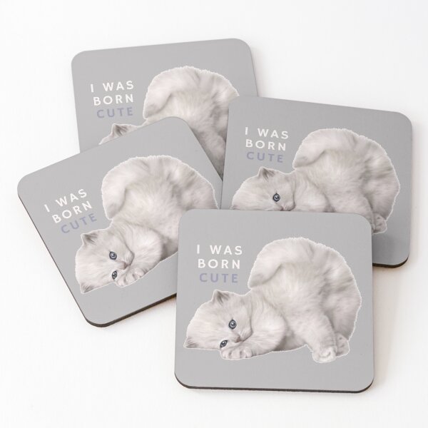 Item preview, Kitten, I was born cute, little fluffy white cat designed and sold by portrait4you.
