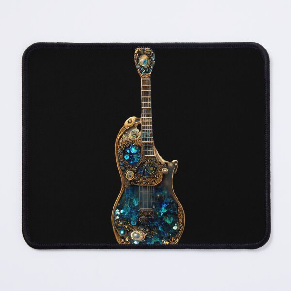 Item preview, Gfab Bfab Gen Ai FFab ABAI Surreal Trends Clothing Steam punk Electric guitar (Ceylon blue Sapphire) designed and sold by Surrealtrends.