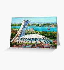 MONTREAL OLYMPIC STADIUM MONTREAL SKYLINE PAINTINGS Greeting Card