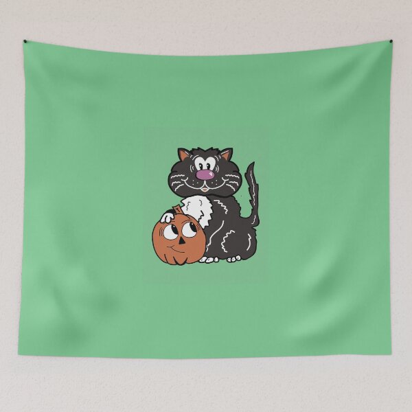 Item preview, Cat & Pumpkin | Retro Halloween designed and sold by thecolorfuldino.
