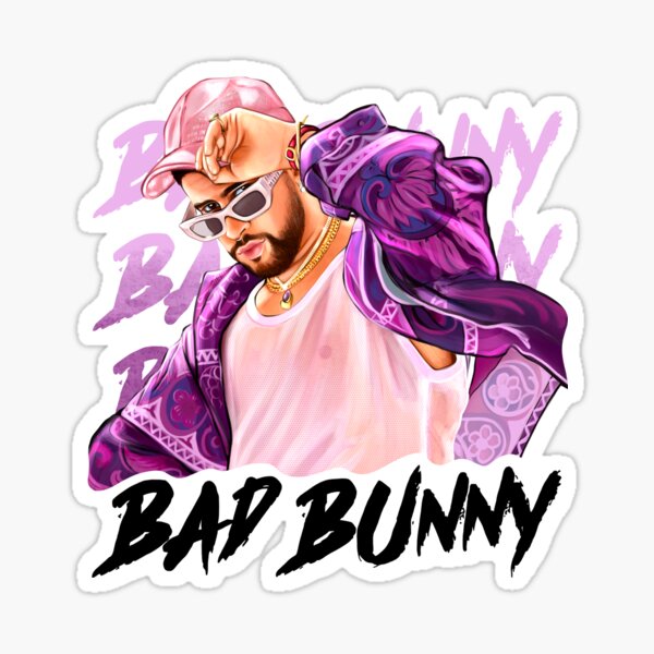 Bad Bunny in Sad Heart Baseball Jersey Sticker for Sale by OmoYolo