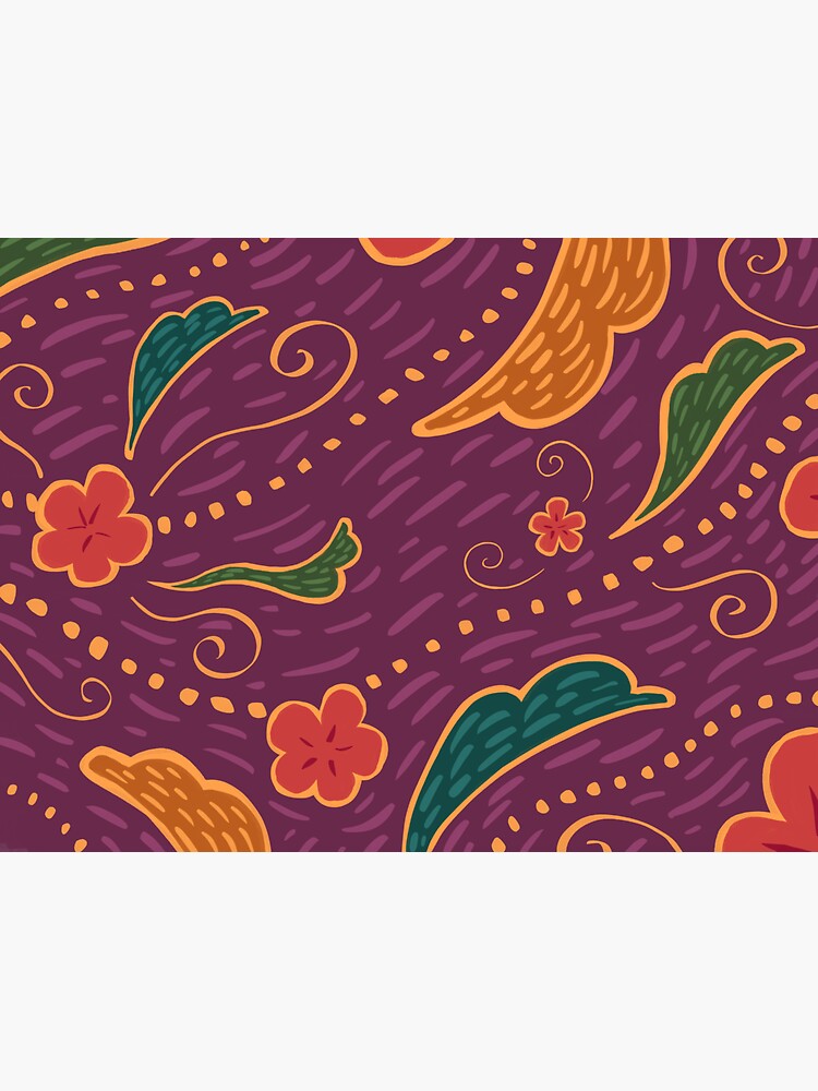 Batik Inspired Print Floral Design Purple Base Sticker For Sale By   Bg,f8f8f8 Flat,750x,075,f Pad,750x1000,f8f8f8 