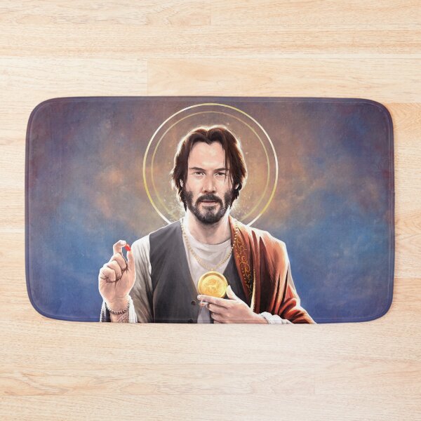 Artikel-Vorschau von Keanu Reeves, Heiliger Keanu von Reeves, Keanu Reeves Original religiöses Gemälde, designt und verkauft von Vincent Carrozza.