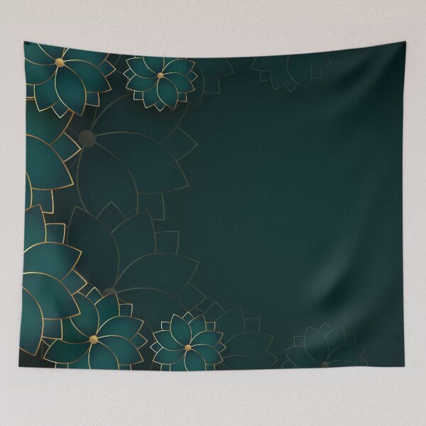 Item preview, Dark Teal and Gold Elegant Floral Design designed and sold by Divine Ease.