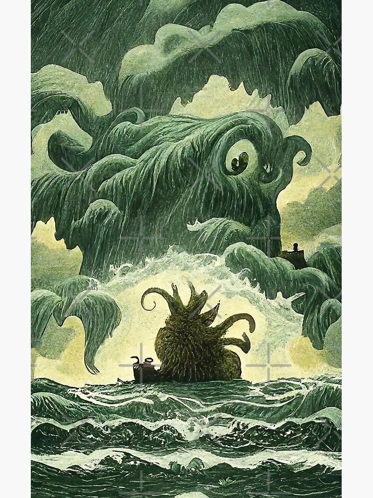 Disover Kid Cthulhu Rising Out of Stormy Ocean - Regular Edition Premium Matte Vertical Poster