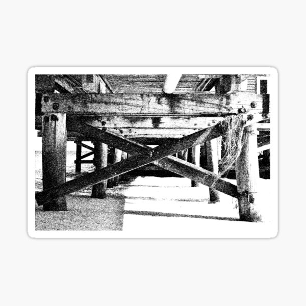 Underneath the Busselton Jetty Black & White Sticker